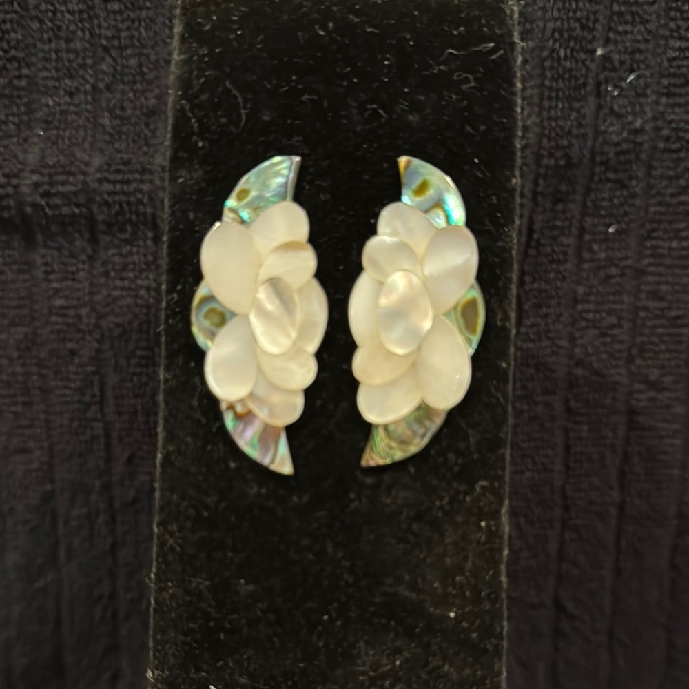 Silver and White Organic Earrings with Dimensional Design